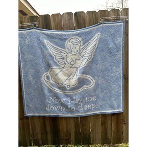 Biederlack AURORA BLUE BABY ANGEL Now I Lay Me Down To Sleep CRIB BLANKET